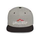 Ubiquitous Flat Bill Snapback Hat - Trendy Mountain Design for Adventurers