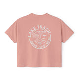 Lake Trash Boxy Tee — "Lake Trash" Graphic Women's Crop Tee (Drink • Float • Relax)
