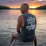 Lake Trash Stonewash Tank — “Your Docking Lights Are On” Boat Graphic