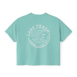 Lake Trash Boxy Tee — "Lake Trash" Graphic Women's Crop Tee (Drink • Float • Relax)