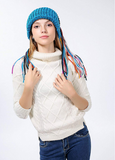Chic Winter Warm Knit Bluetooth Beanie with Wireless Headphone Headset Speakers & Mic Rechargeable Battery Hands Free for Outdoor Sport for Women Teens Girls